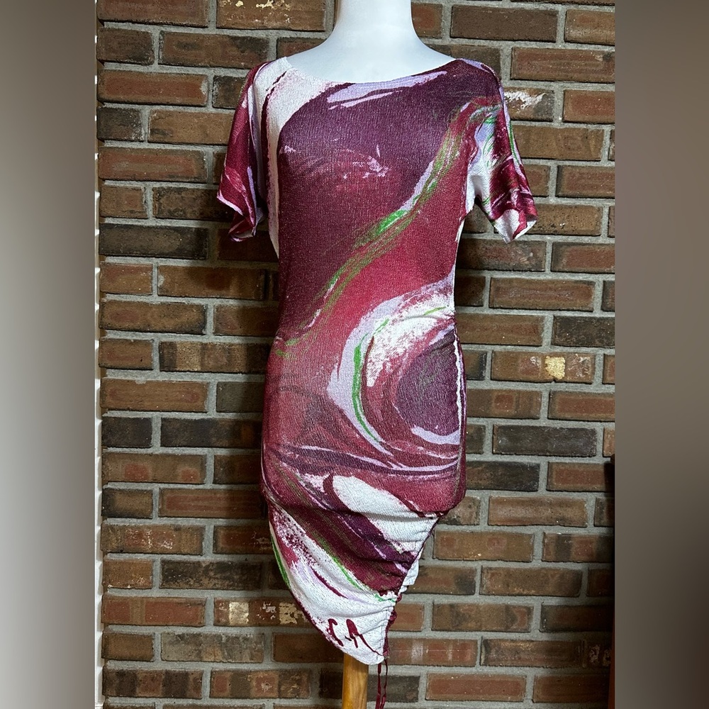 Cache Pink and White Swirl Midi Dress